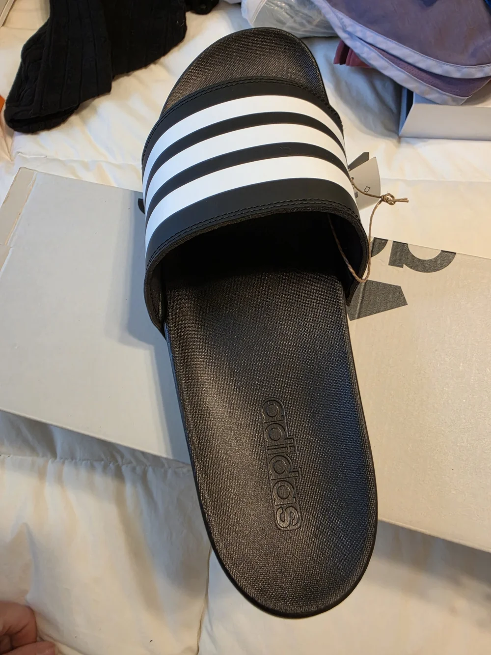 Adidas Mens Adilette Slide Sandal in Black/White